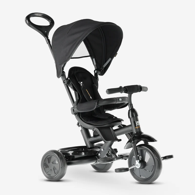 Triciclo Adventurer con barra di spinta Nero