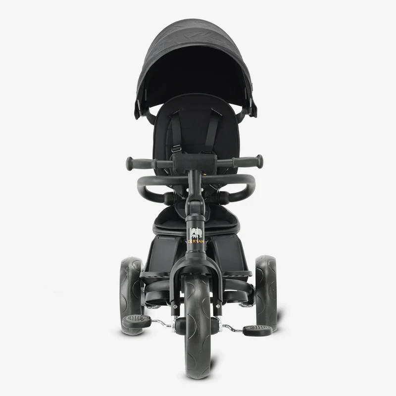 Triciclo Explorer Luxe con maniglione - Pieghevole con cestino nero