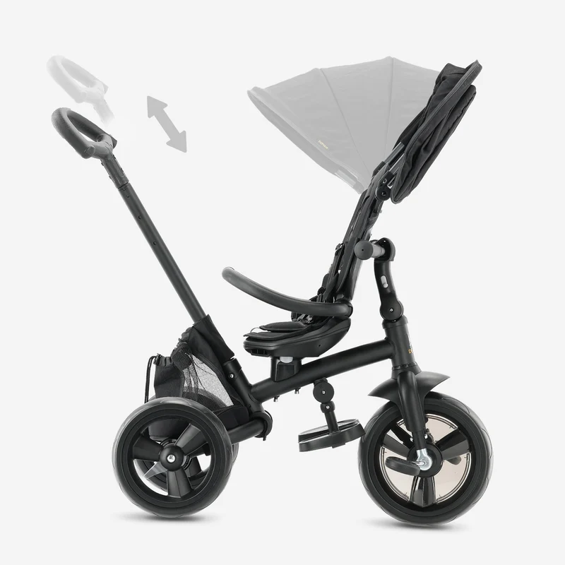 Triciclo Explorer Luxe con maniglione - Pieghevole con cestino nero