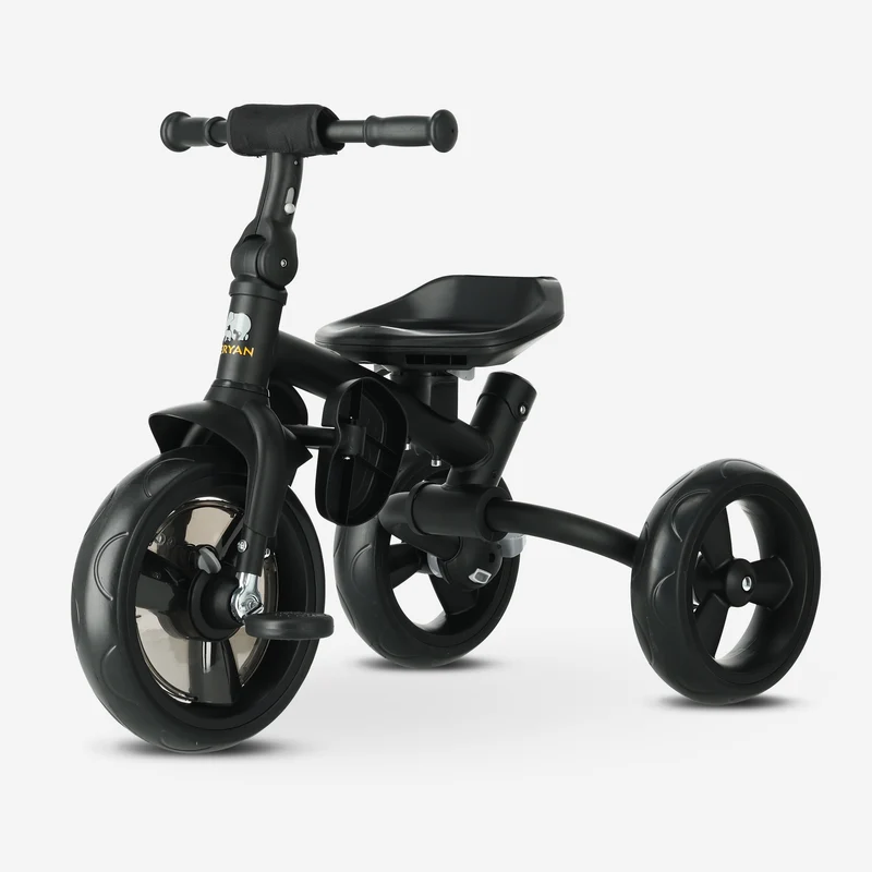 Triciclo Explorer Luxe con maniglione - Pieghevole con cestino nero