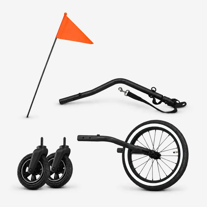 Rimorchio per biciclette di lusso 3 in 1: passeggino e jogger - Nero/Crema