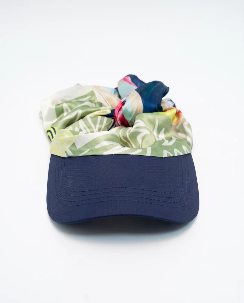 Cappello donna bandana stampato con visiera - Blu