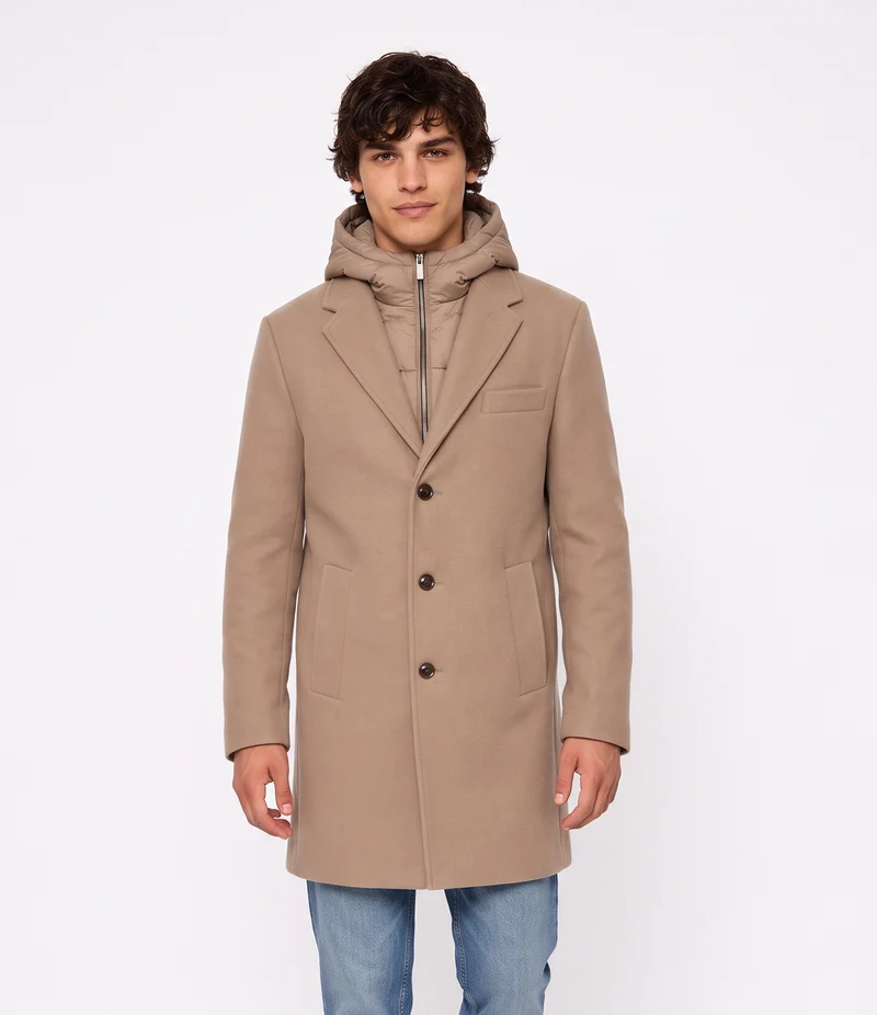 Cappotto finto doppio capo con gilet - Beige