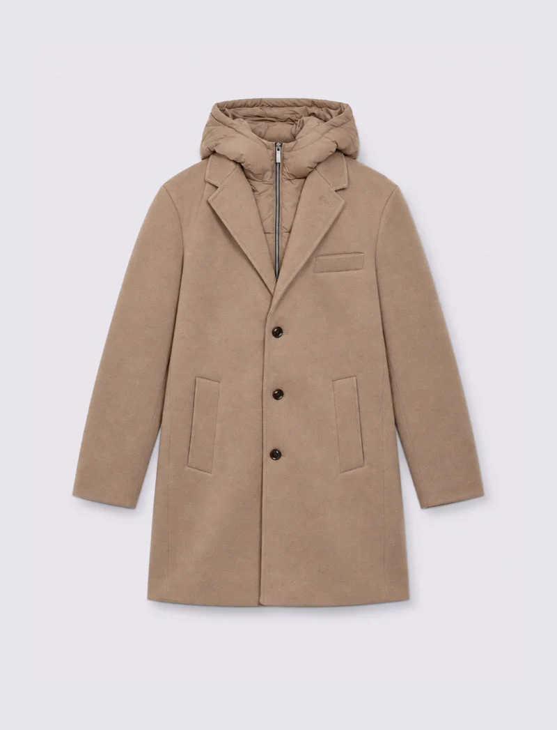 Cappotto finto doppio capo con gilet - Beige