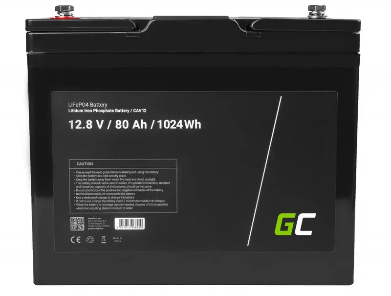 [CAV12] LiFePO4 BATTERIA 12.8V 80Ah 1024Wh LFP al litio 12V BMS per Impianto Fotovoltaico Barca a motore Campeggio Sedia a Rotelle Auto elettriche