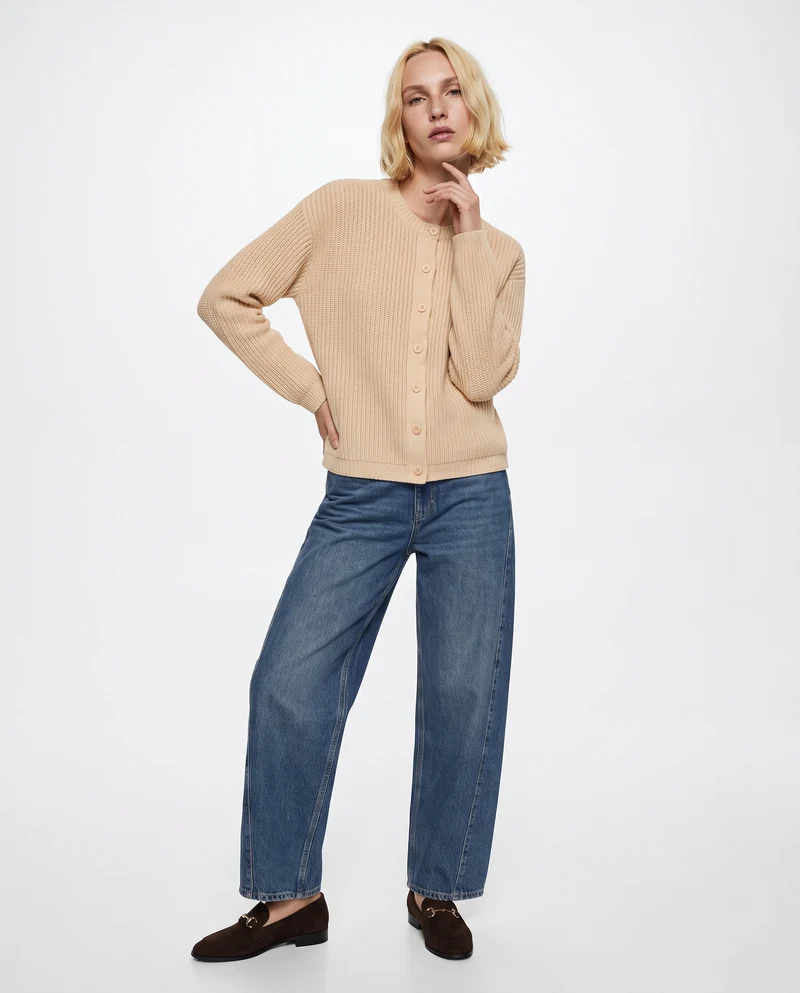 Cardigan con scollo rotondo elegante - Avorio