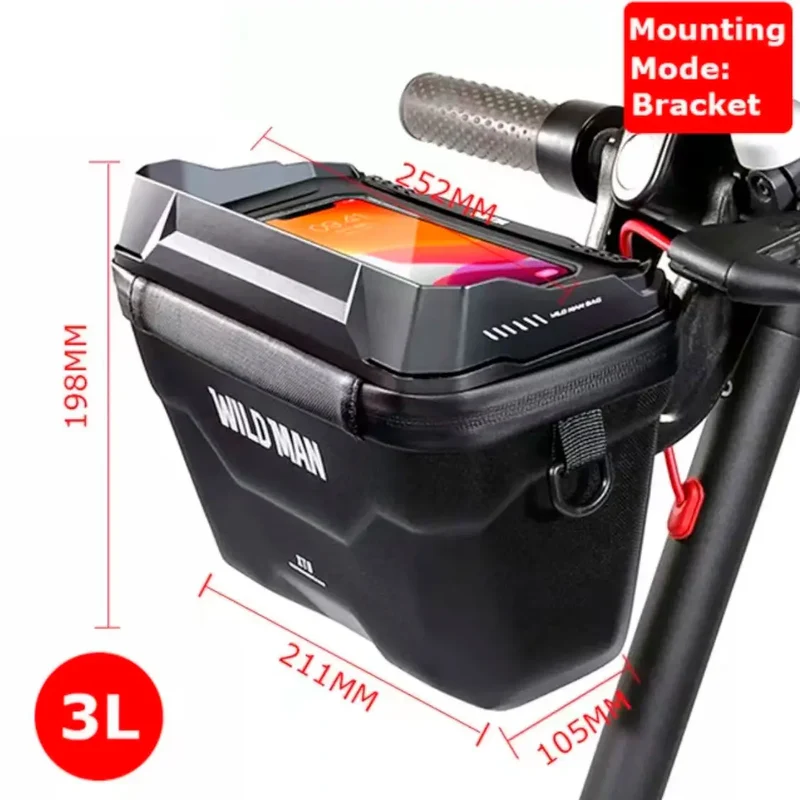CESTO impermeabile WILD MAN 3 LT per monopattino elettrico o per Bici Bag