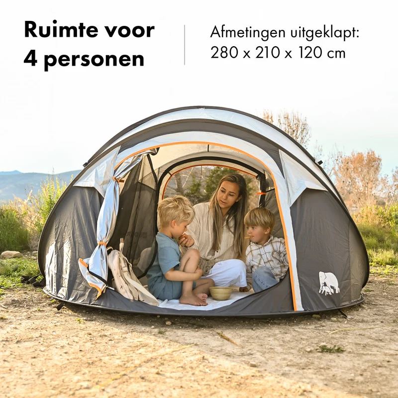 Tenda Pop Up Lusso - Colonna d'acqua 2000MM - Panna - 4 Persone