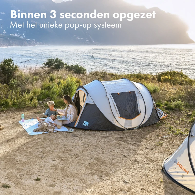 Tenda Pop Up Lusso - Colonna d'acqua 2000MM - Panna - 4 Persone