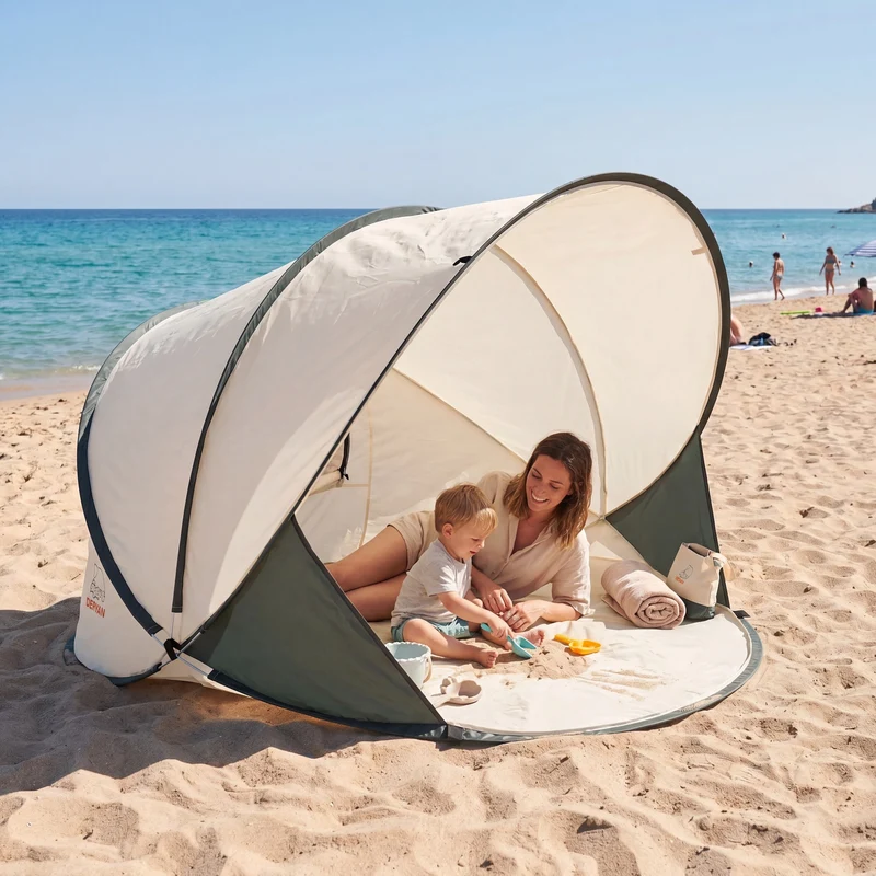 Tenda da spiaggia XXL Crema