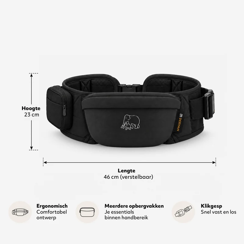 Marsupio Lombare Lusso - Sedile per Neonati e Bambini - Nero