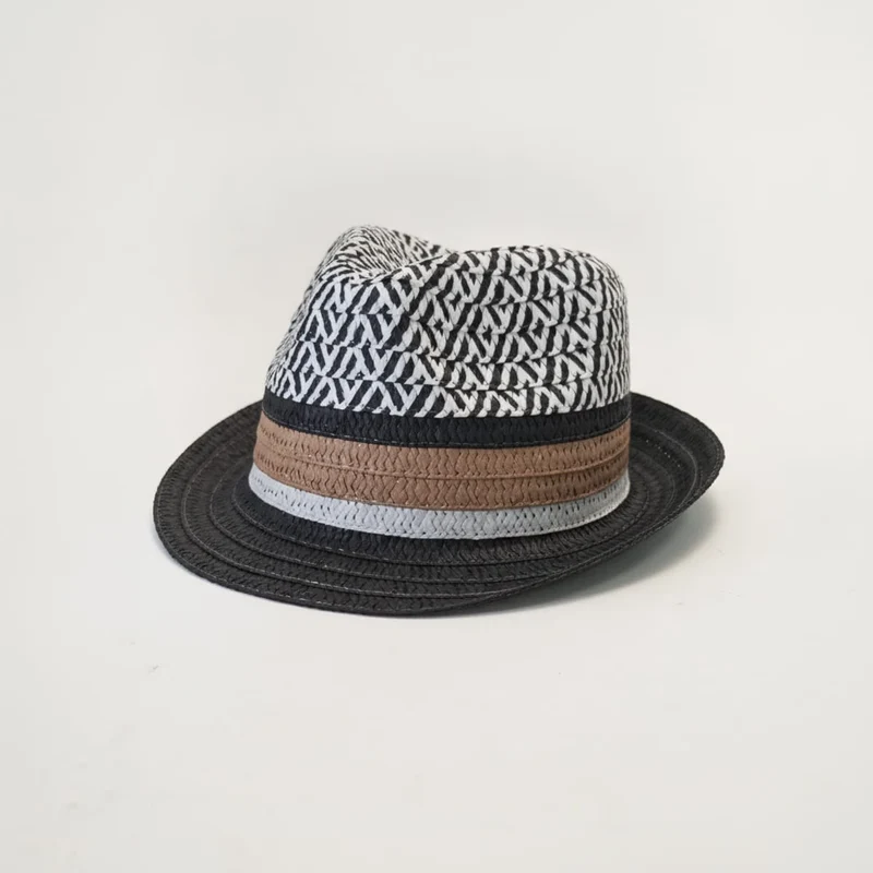 Cappello bambino in paglia bicolor - Nero
