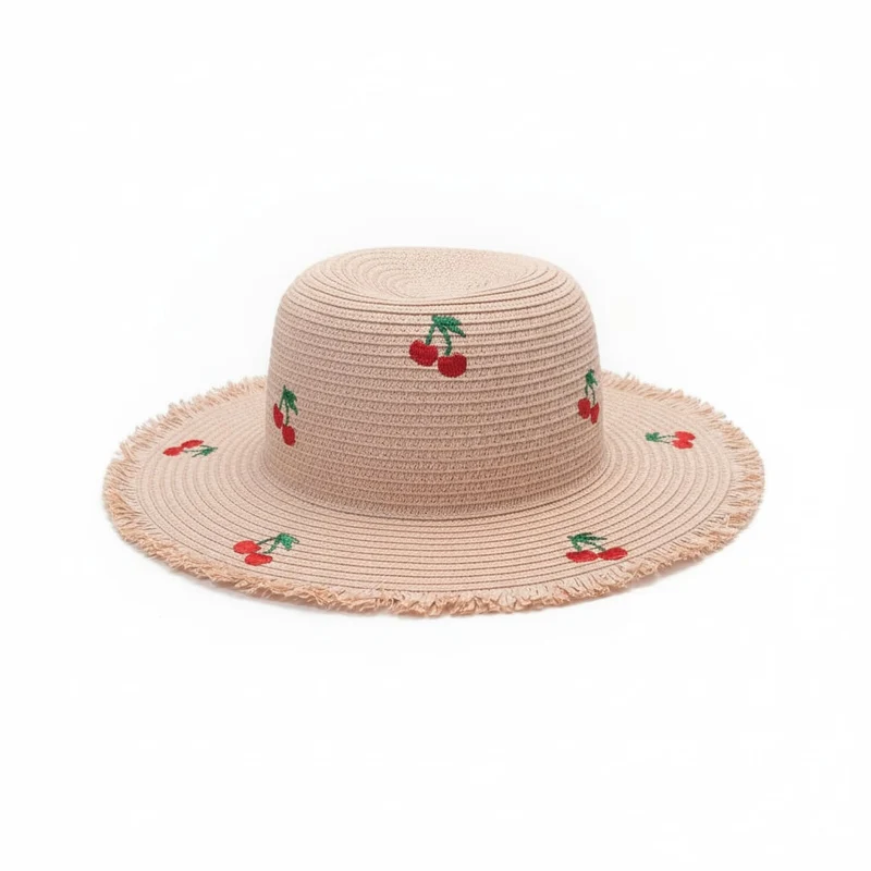 Cappello bambina falda larga con ciliege - Rosa