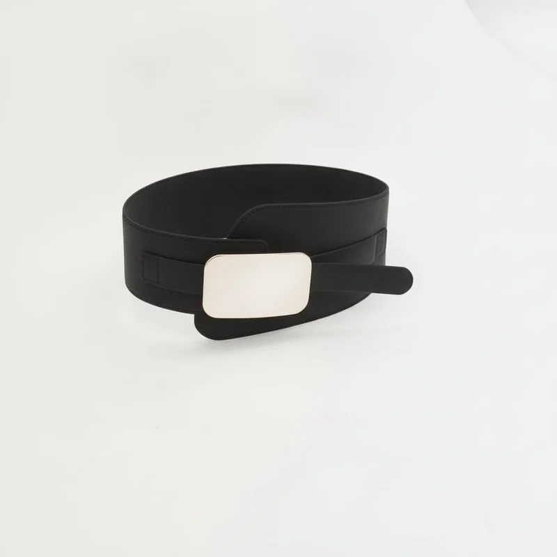 Cinturone donna elastico fibbia rettangolare - Nero