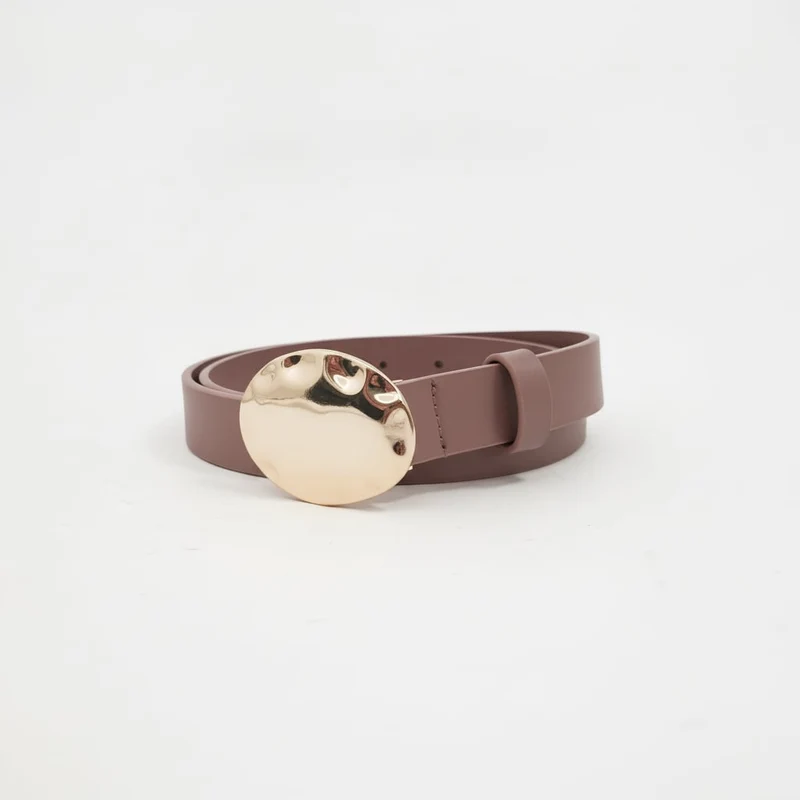 Cintura donna fibbia ovale piena 2,5cm - Cuoio