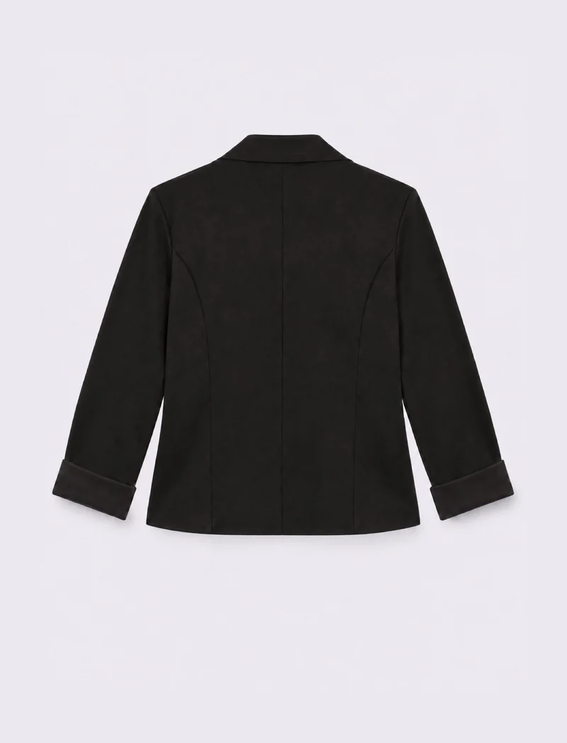 Giacca monopetto effetto suede - Nero