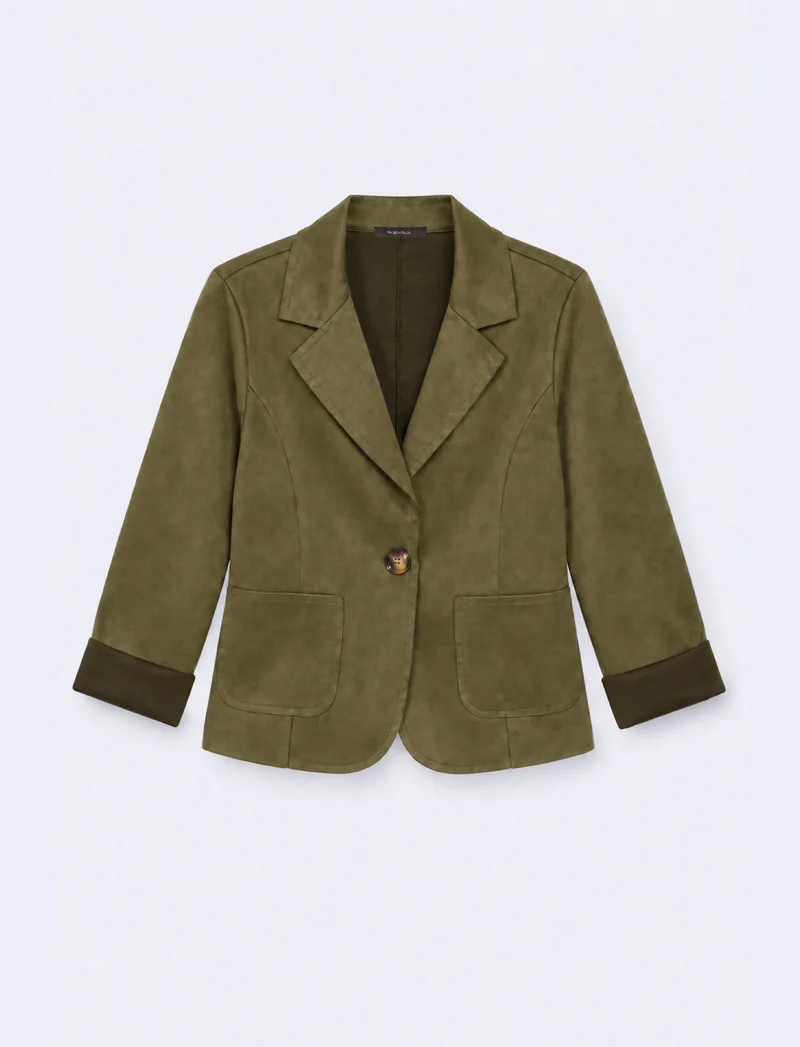 Giacca monopetto effetto suede - Kaky 1