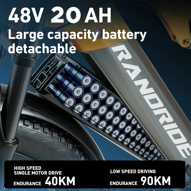 RANDRIDE YX80M-2 26" Mountain Electric Bike 1000W*2 Dual Motors 48V 20Ah Battery