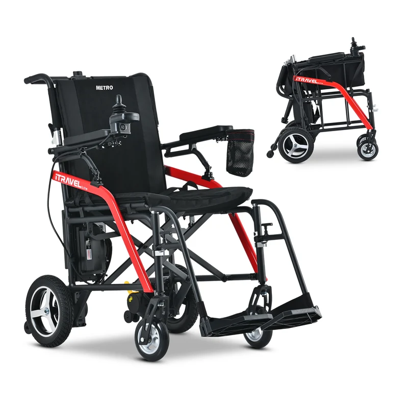 METRO MOBILITY ITRAVEL LITE 10" 4 Wheel Mobility Electric Wheelchairs 300W Motor 24V 10Ah Battery (Airplane-friendly)