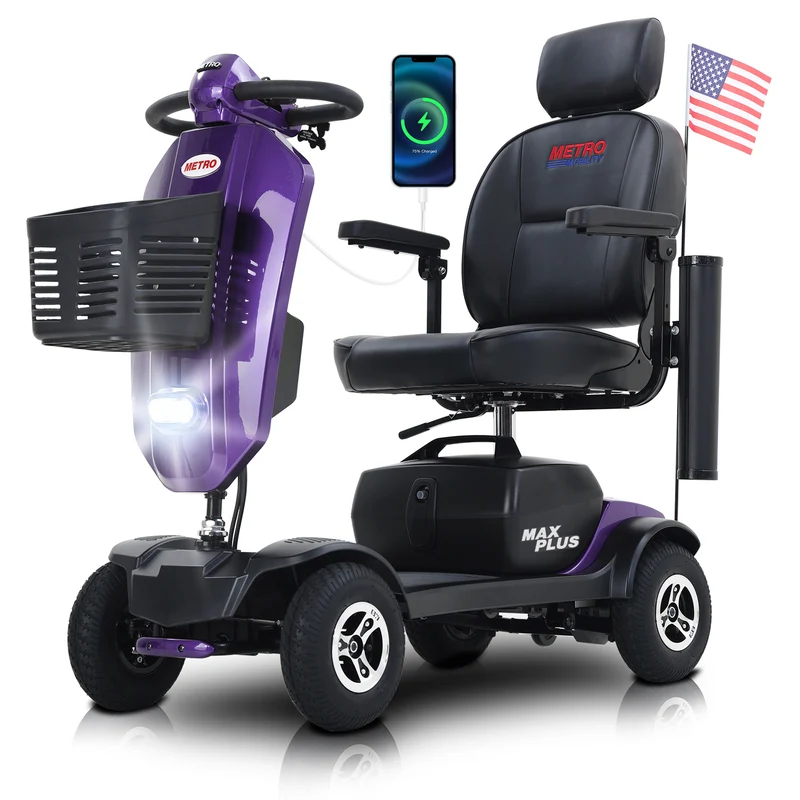 METRO MOBILITY MAX PLUS 9" 4 Wheel Electric Mobility Scooter 300W Motor 24V 20Ah Battery