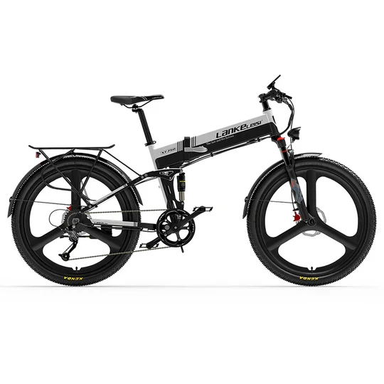 LANKELEISI XT750 Sports 26" Folding Electric Bike 500W Motor 48V 12.8Ah Battery