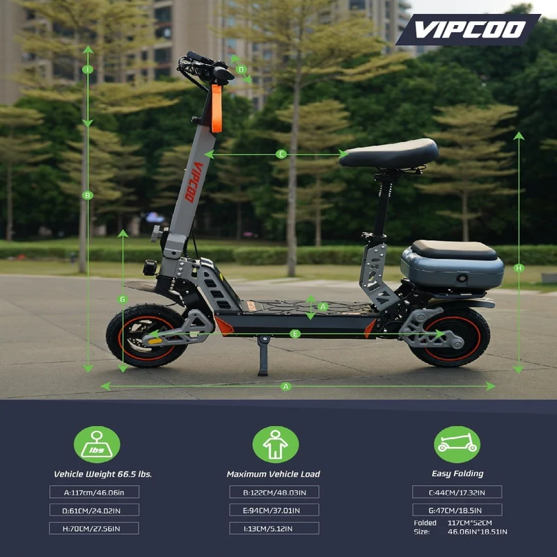 HONEYWHALE VS2 10" Commuter Electric Scooter 700W Motor 48V 13Ah Battery