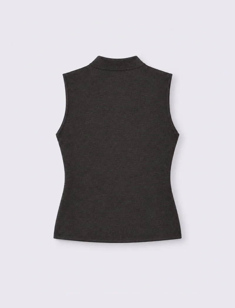 Gilet con collo alla coreana e chiusura ad alamari - Nero