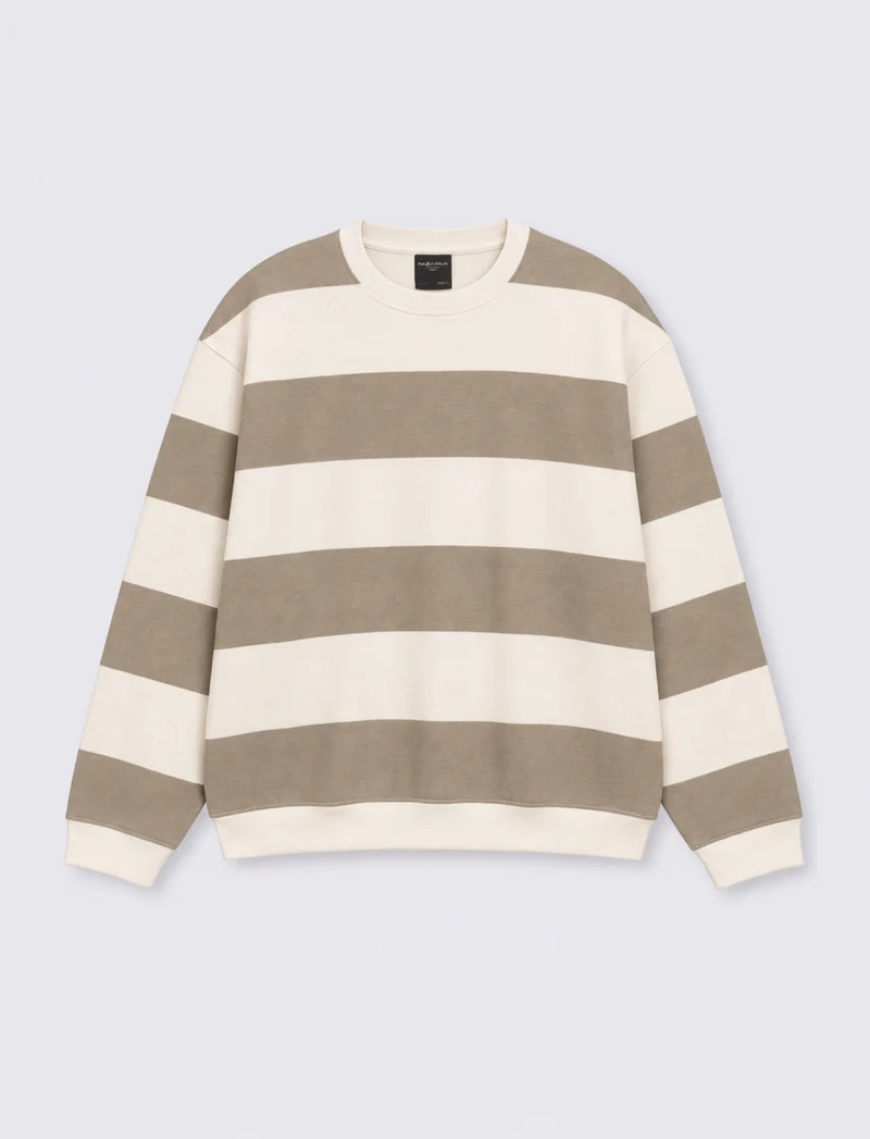 FELPA GIROCOLLO A FASCE - Beige
