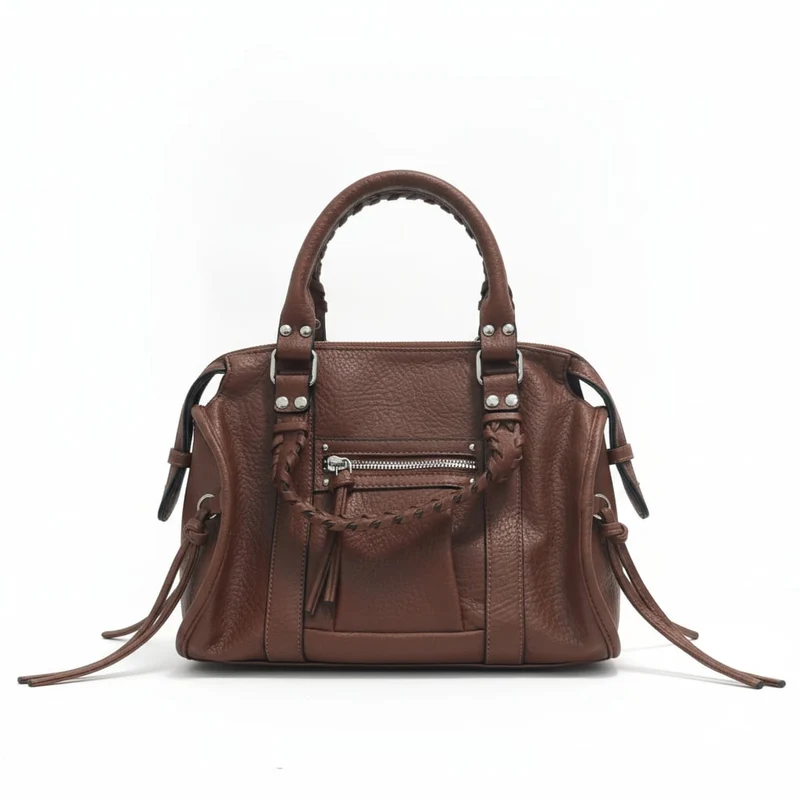 Bauletto con Manici Intrecciati - Marrone