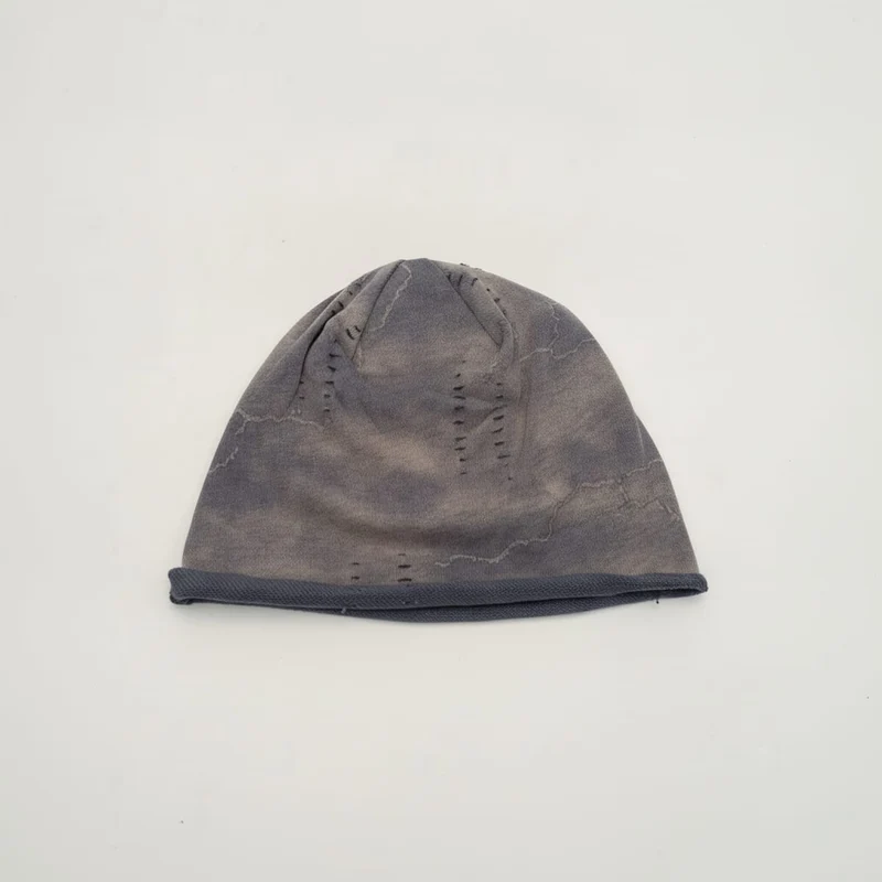 Cuffia melange con strappi a stella - Denim
