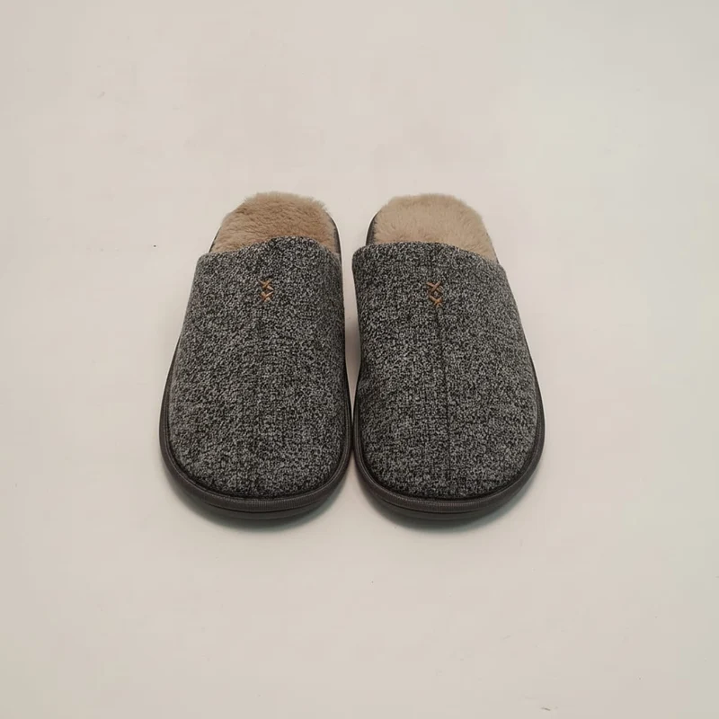 Pantofola da uomo con fodera effetto fur - Grigio