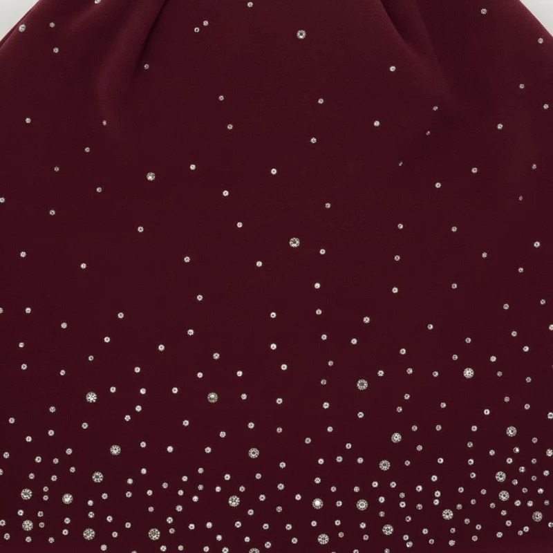 Cappello cuffia in velluto con strass - Bordeaux