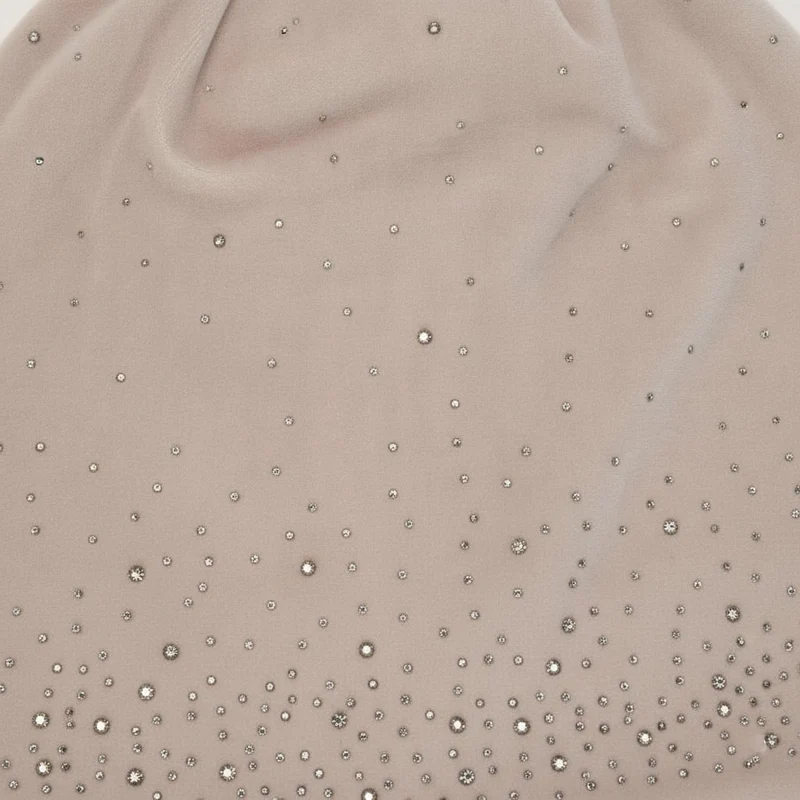 Cappello cuffia in velluto con strass - Grigio