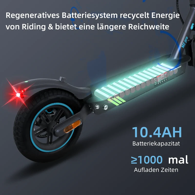 HONEYWHALE M2 Pro Folding Electric Scooter with App Control Bluetooth 500W Peak Motor 36V 7.8Ah Battery