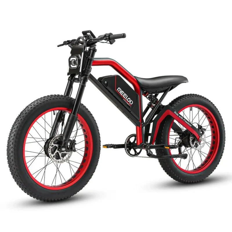MEELOD XT600DL 26" Retro Moped Style Electric Bike 2400W Peak Dual Motors 52V 25Ah Battery