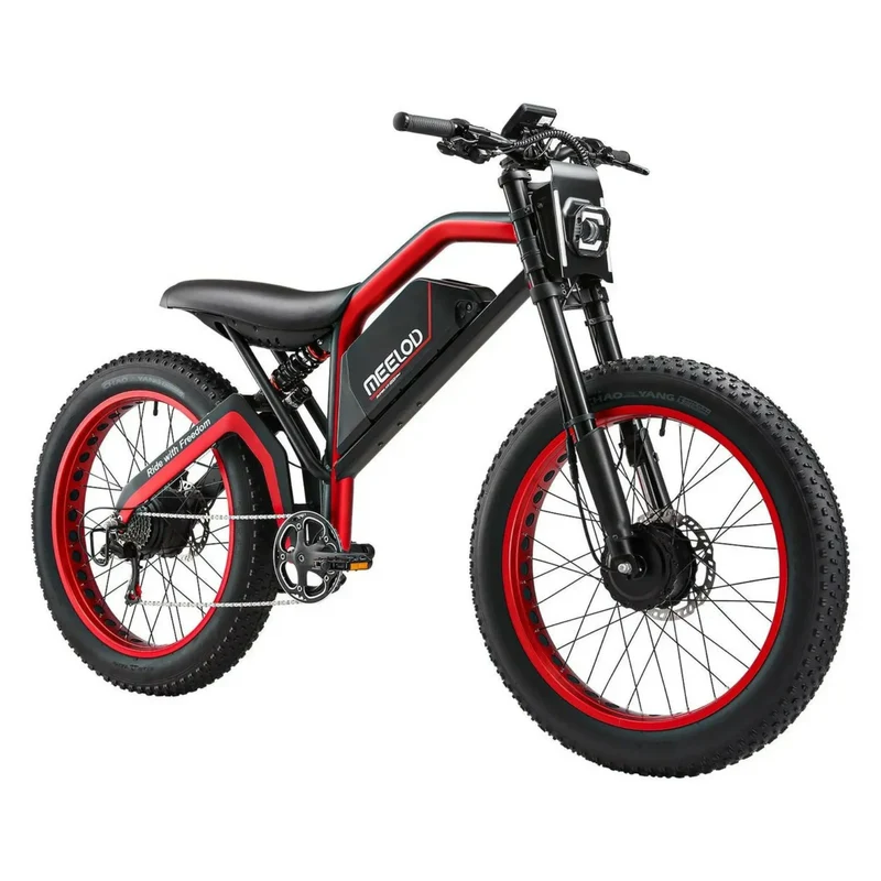 MEELOD XT600DL 26" Retro Moped Style Electric Bike 2400W Peak Dual Motors 52V 25Ah Battery