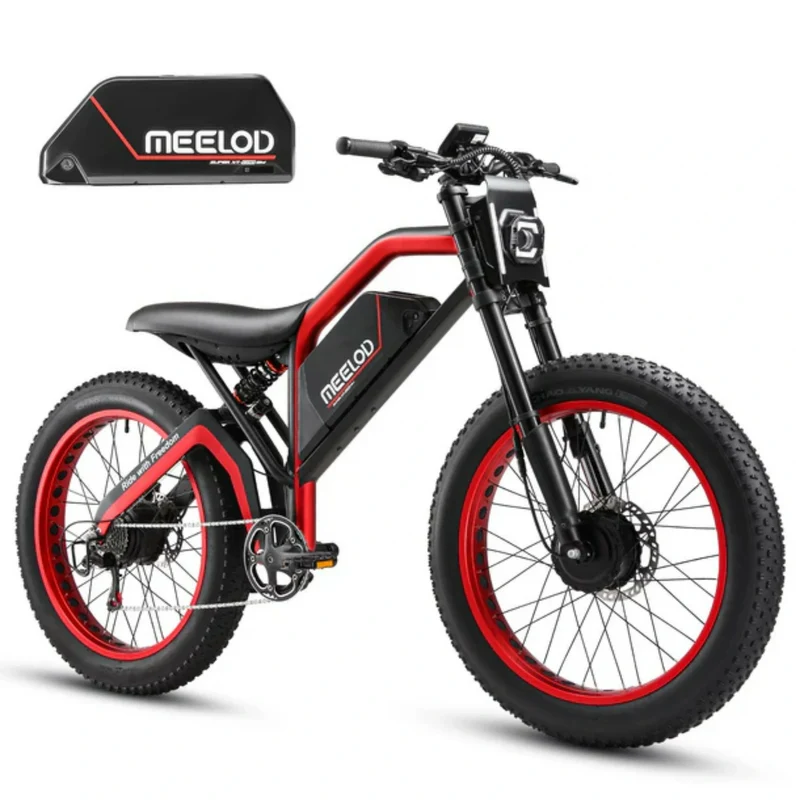 MEELOD XT600DL 26" Retro Moped Style Electric Bike 2400W Peak Dual Motors 52V 25Ah Battery