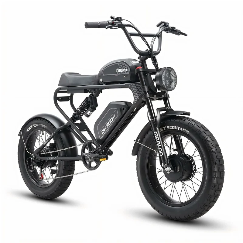 MEELOD DK300 MAX 20" Retro Moped Style Electric Bike 2400W Peak Dual Motors 48V 20Ah Dual Batteries