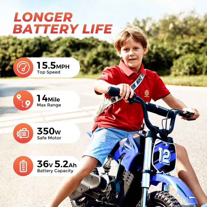 ISINWHEEL A12 12" Off Road Electric Bike For Kids 350W Motor 36V 5.2Ah Battery