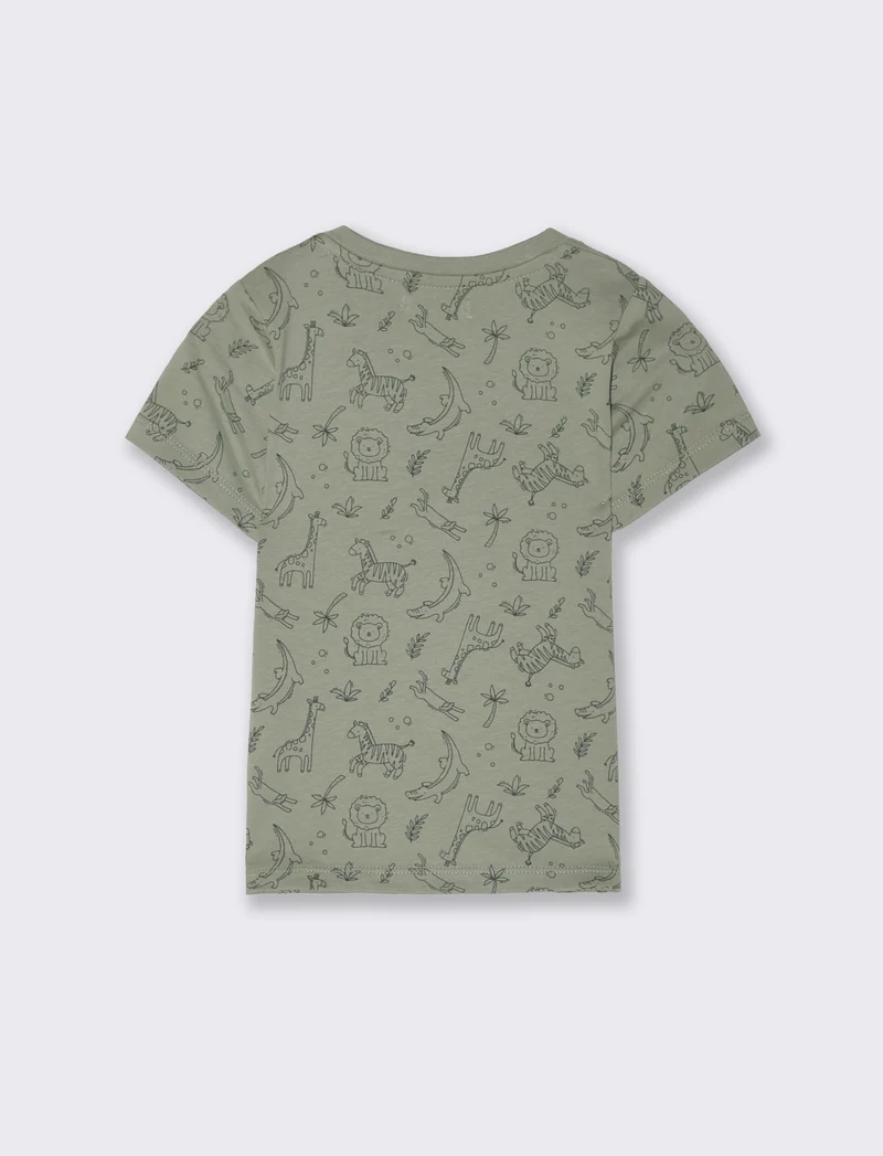 T shirt all over con stampa da neonato - Verde salvia