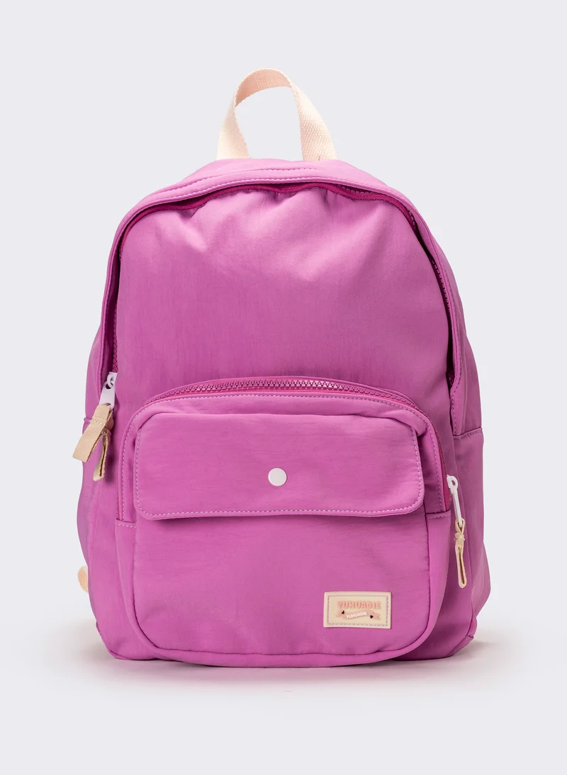 Zaino donna stampa fiori in nylon - Fuxia