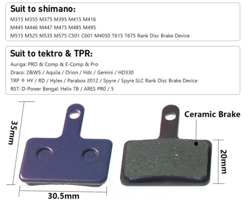 PASTICCHE Freni a disco SUNIIK 1001 per freno Idraulico in resina qualità TOP Compatibilità ENGWE