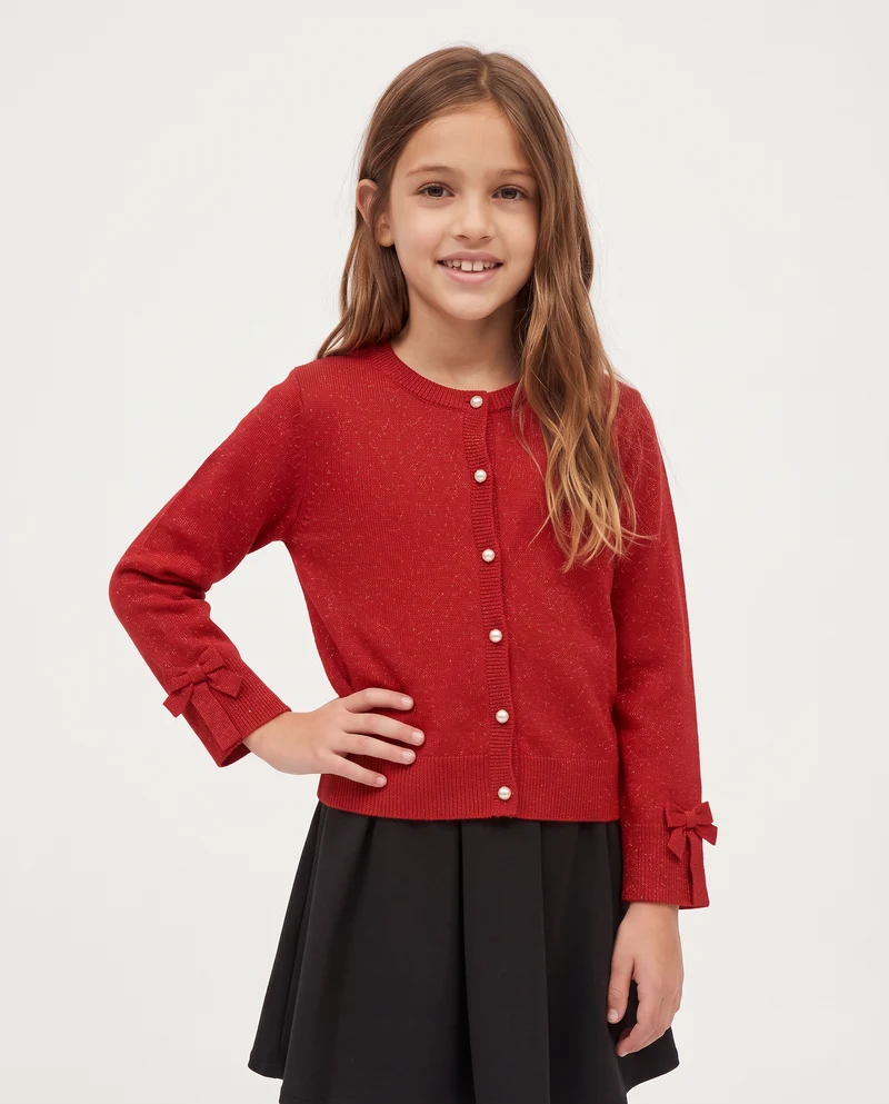 Cardigan brillante per bambina elegante - Rosso
