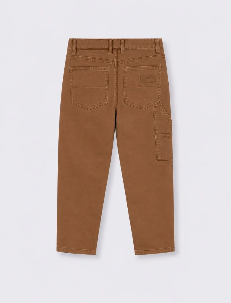 Pantaloni cargo marroni in cotone elasticizzato - Cammello