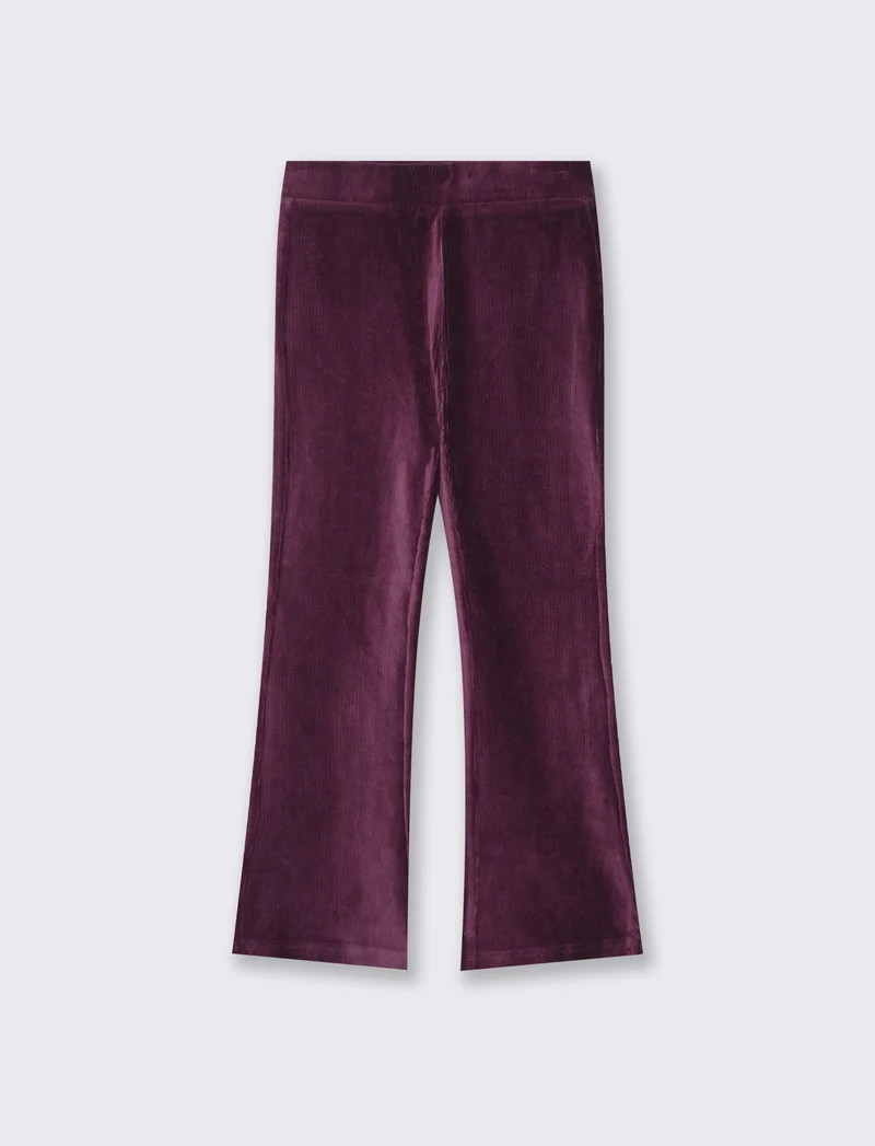Leggings a zampa in velluto elastico - Bordeaux