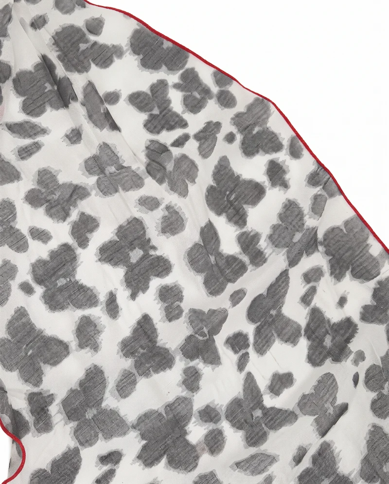 Foulard donna semitrasparente leopardato con bordino - Grigio