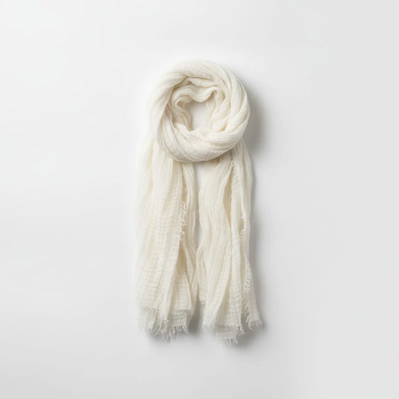 Foulard donna unito sfrangiato - Bianco