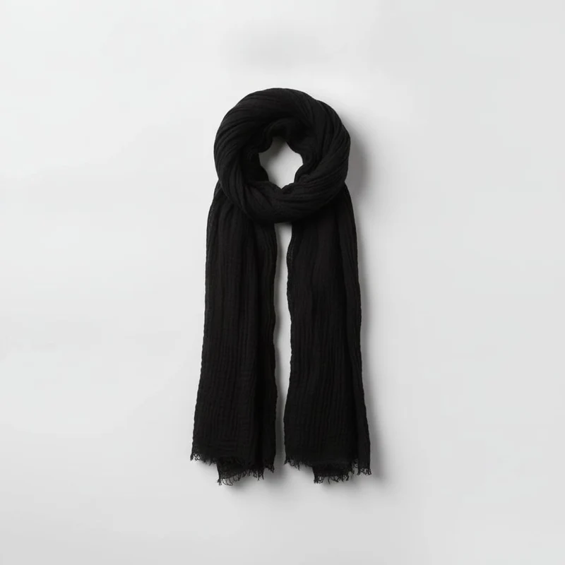 Foulard donna unito sfrangiato - Nero