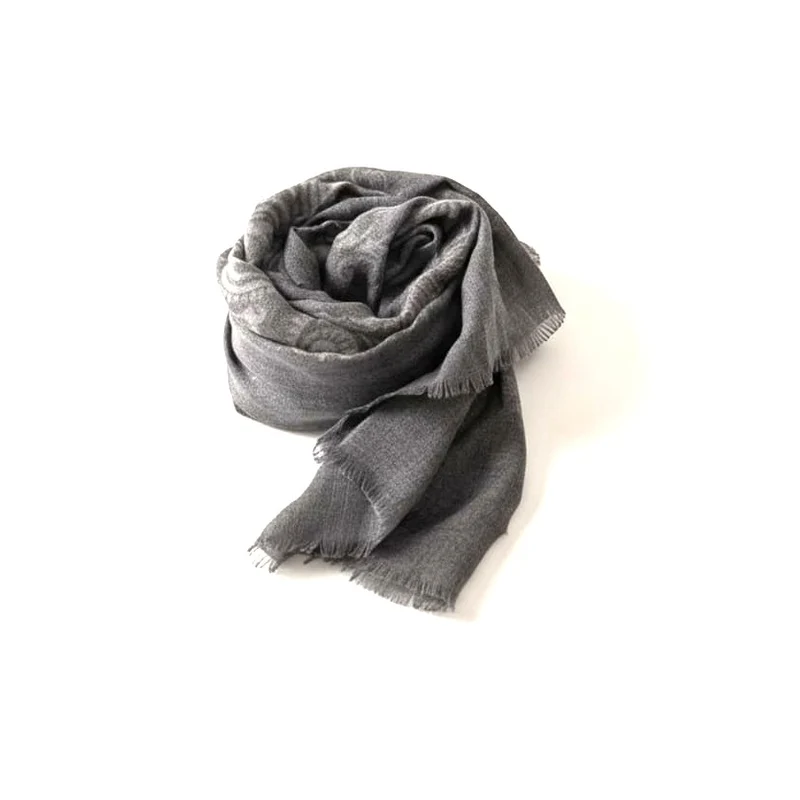 Foulard effetto lino paisley - Grigio scuro