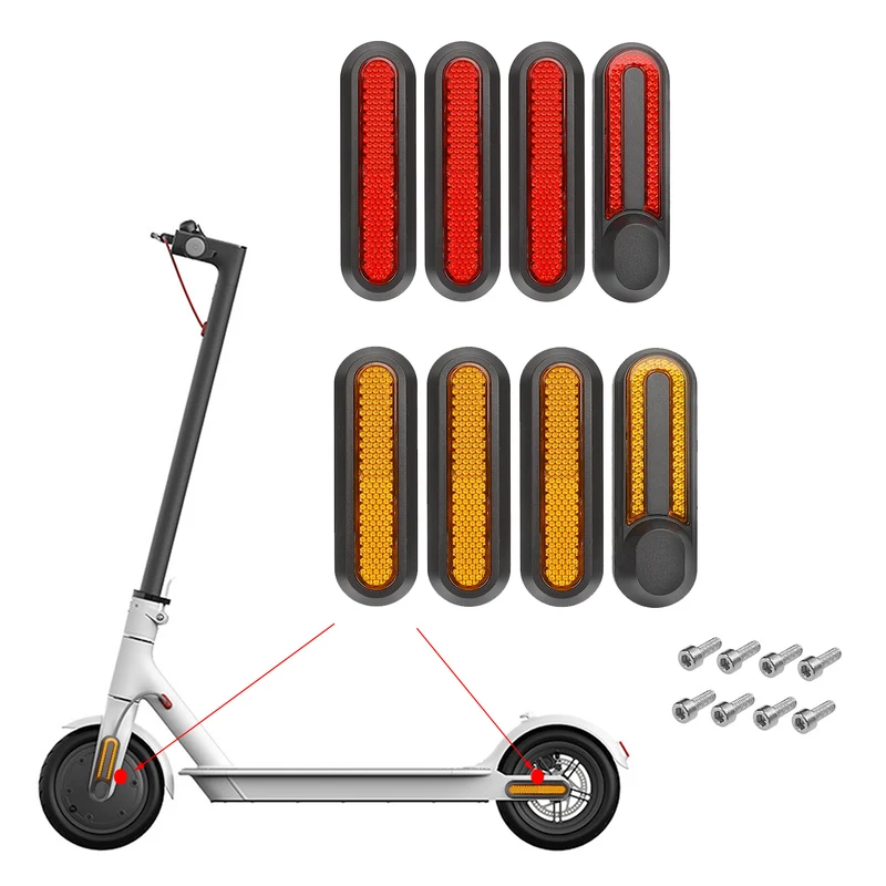 Set di 4 Indicatori di posizione/barre riflettenti in plastica per Xiaomi M365 1S Pro Pro2 e Scooter Lite